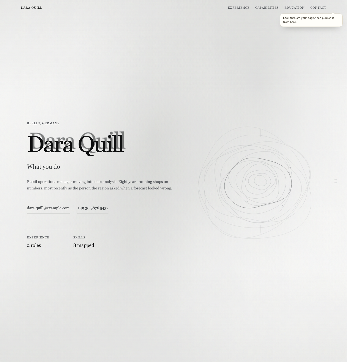 Step three showing the real page with desktop and phone switches
