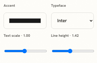The formatting panel showing the text scale and line height controls
